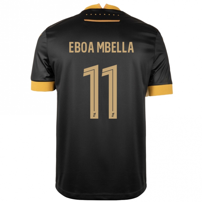 Kinder Fußball Eden Eboa Mbella #11 Schwarz Braun Auswärtstrikot Trikot 2024/25 T-Shirt Luxemburg