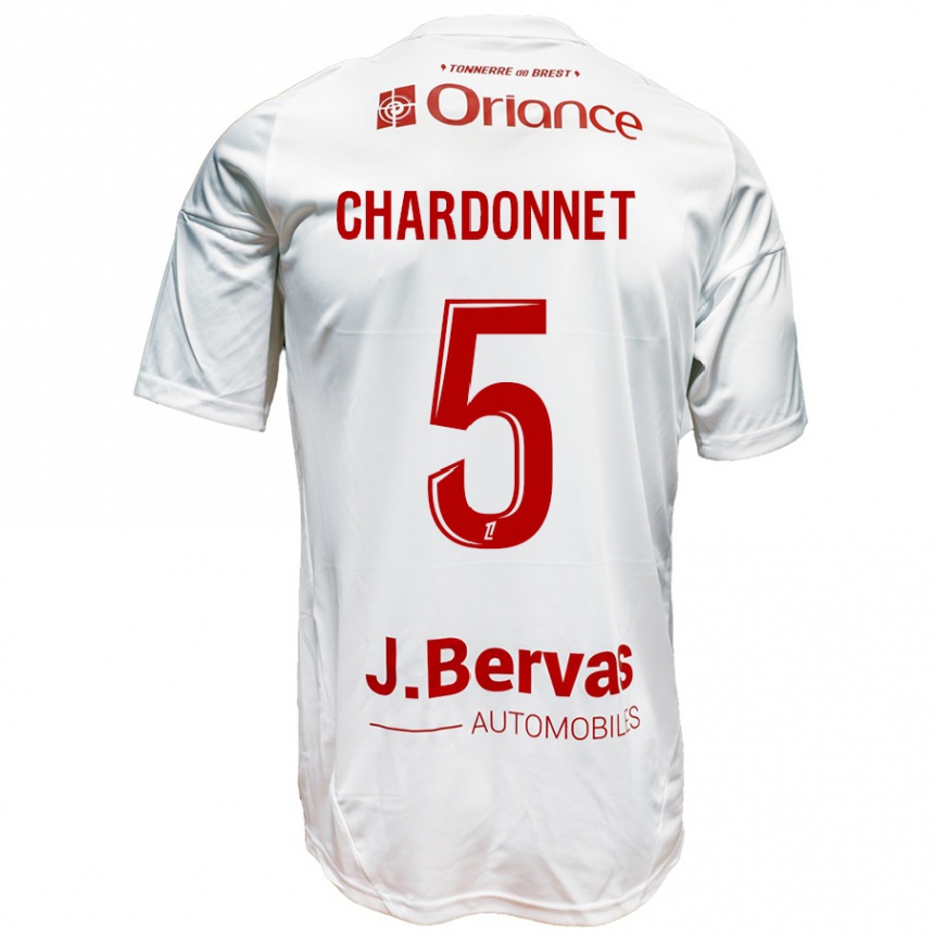 Kinder Fußball Brendan Chardonnet #5 Weiß Rot Auswärtstrikot Trikot 2024/25 T-Shirt Luxemburg