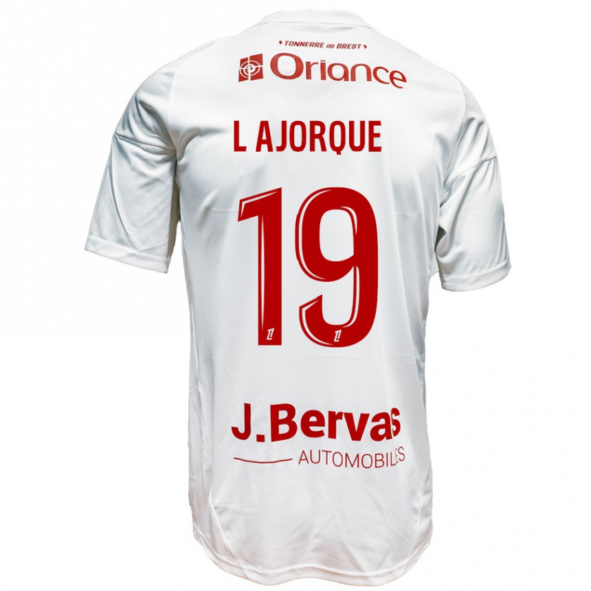 Kinder Fußball Ludovic Ajorque #19 Weiß Rot Auswärtstrikot Trikot 2024/25 T-Shirt Luxemburg