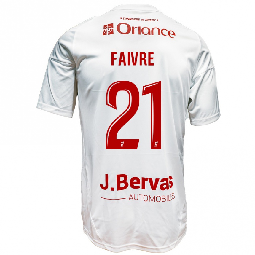 Kinder Fußball Romain Faivre #21 Weiß Rot Auswärtstrikot Trikot 2024/25 T-Shirt Luxemburg