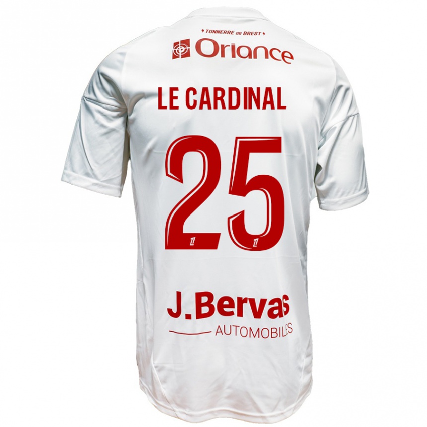 Kinder Fußball Julien Le Cardinal #25 Weiß Rot Auswärtstrikot Trikot 2024/25 T-Shirt Luxemburg