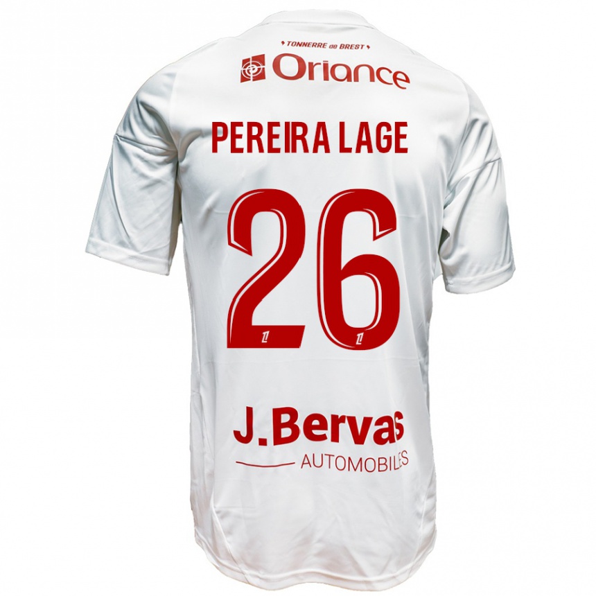 Kinder Fußball Mathias Pereira Lage #26 Weiß Rot Auswärtstrikot Trikot 2024/25 T-Shirt Luxemburg