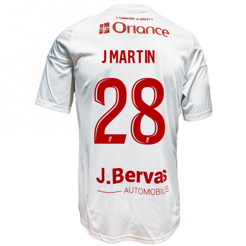 Kinder Fußball Jonas Martin #28 Weiß Rot Auswärtstrikot Trikot 2024/25 T-Shirt Luxemburg