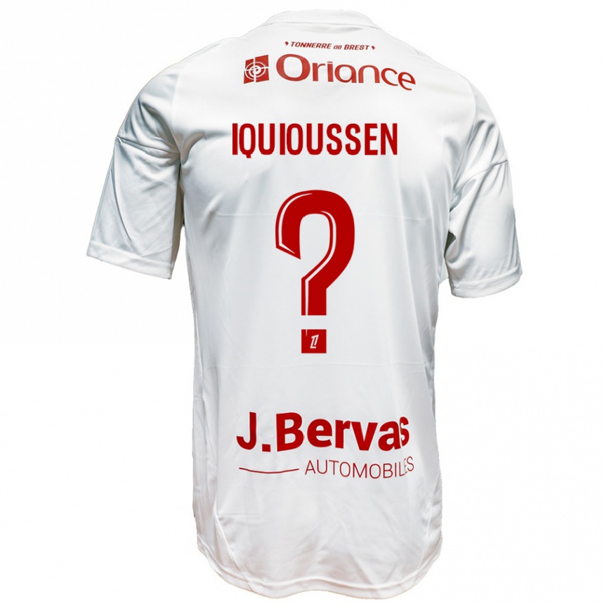 Kinder Fußball Adam Iquioussen #0 Weiß Rot Auswärtstrikot Trikot 2024/25 T-Shirt Luxemburg