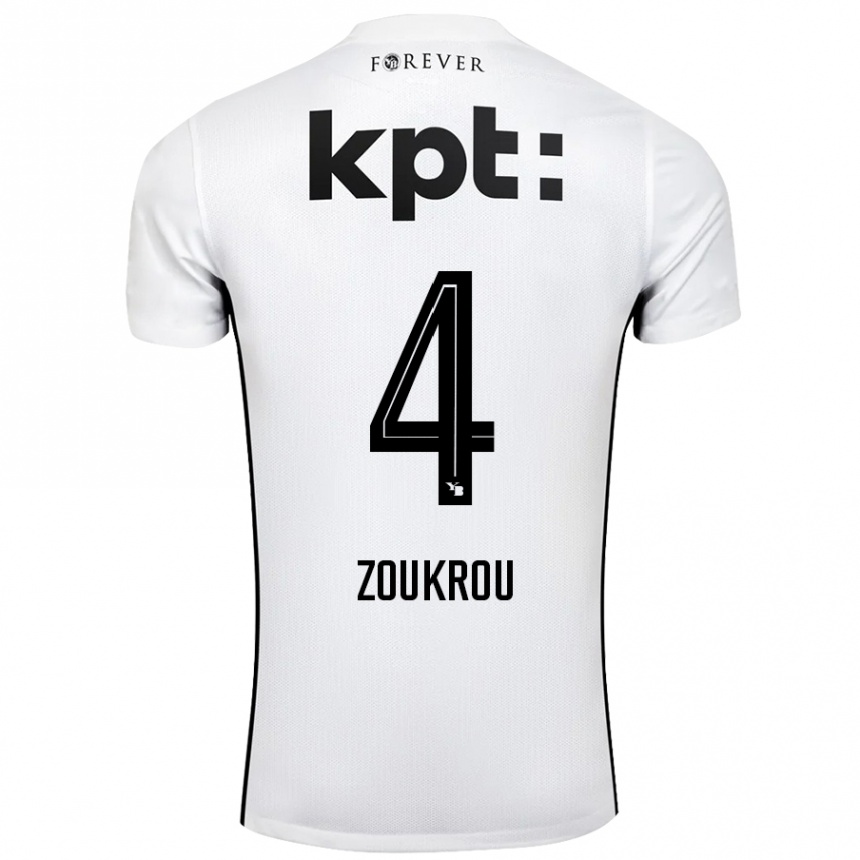 Kinder Fußball Tanguy Zoukrou #4 Weiß Schwarz Auswärtstrikot Trikot 2024/25 T-Shirt Luxemburg