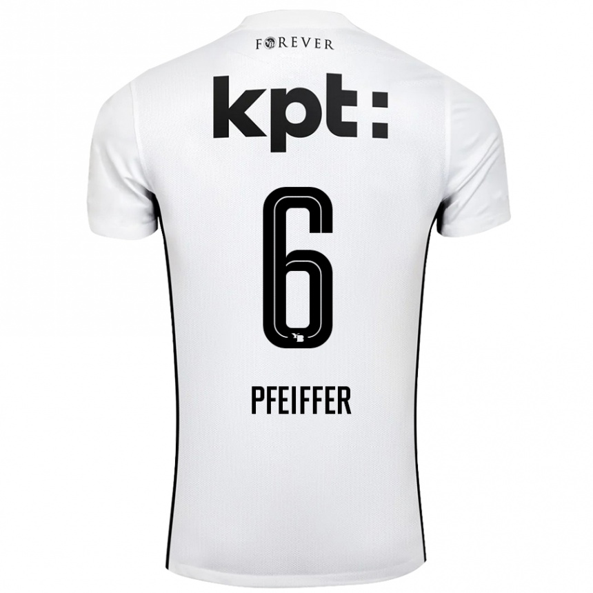 Kinder Fußball Patric Pfeiffer #6 Weiß Schwarz Auswärtstrikot Trikot 2024/25 T-Shirt Luxemburg