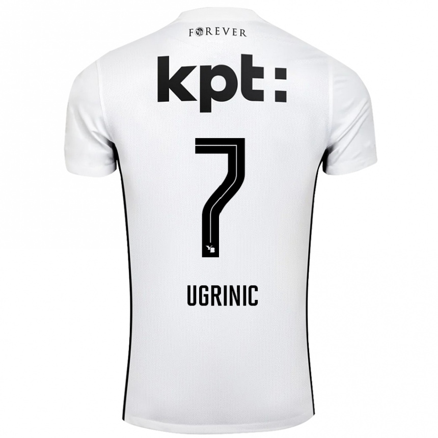 Kinder Fußball Filip Ugrinic #7 Weiß Schwarz Auswärtstrikot Trikot 2024/25 T-Shirt Luxemburg