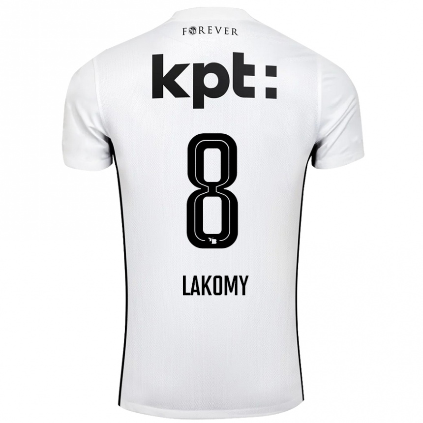 Kinder Fußball Lukasz Lakomy #8 Weiß Schwarz Auswärtstrikot Trikot 2024/25 T-Shirt Luxemburg