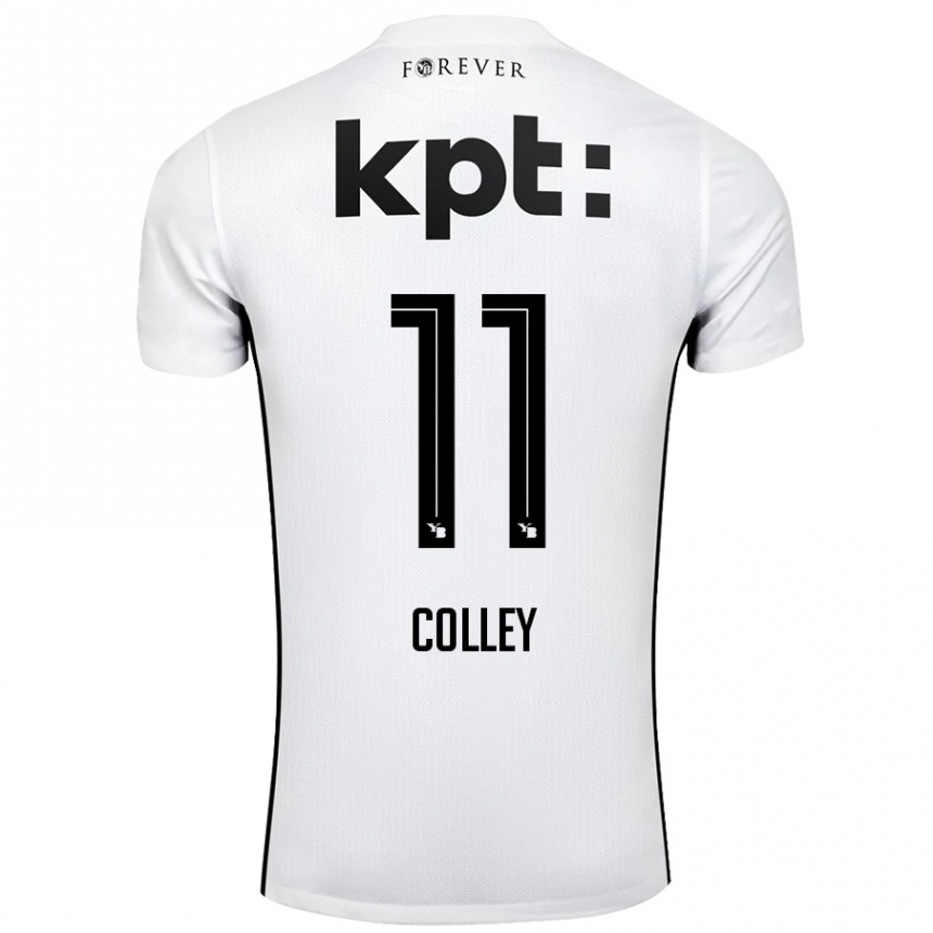 Kinder Fußball Ebrima Colley #11 Weiß Schwarz Auswärtstrikot Trikot 2024/25 T-Shirt Luxemburg