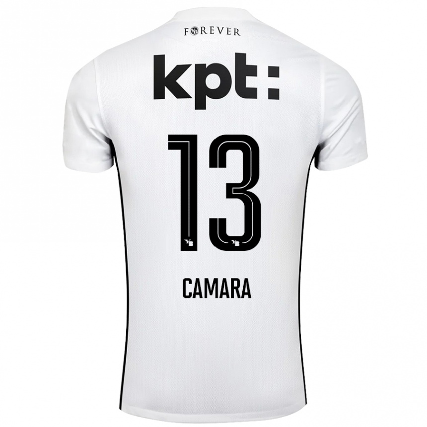 Kinder Fußball Mohamed Camara #13 Weiß Schwarz Auswärtstrikot Trikot 2024/25 T-Shirt Luxemburg