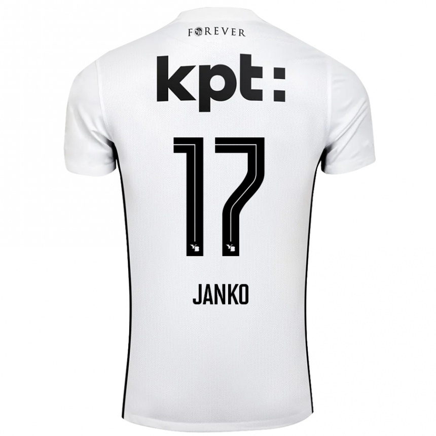 Kinder Fußball Saidy Janko #17 Weiß Schwarz Auswärtstrikot Trikot 2024/25 T-Shirt Luxemburg