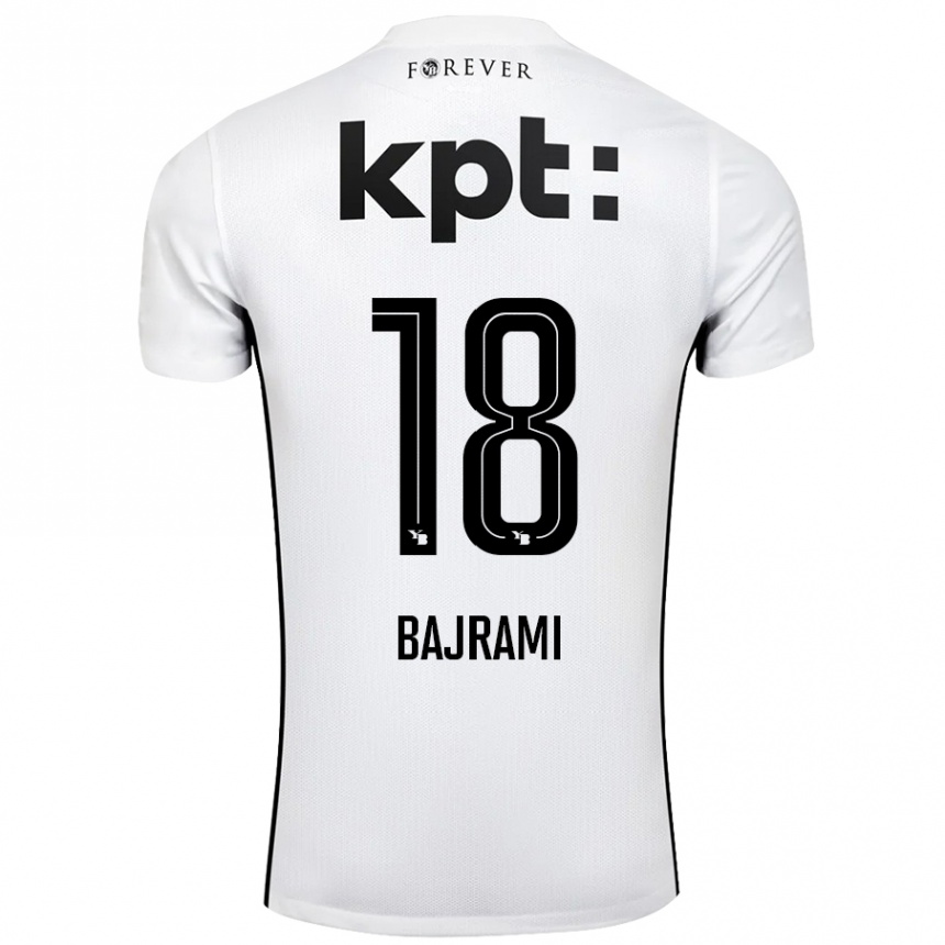 Kinder Fußball Ardian Bajrami #18 Weiß Schwarz Auswärtstrikot Trikot 2024/25 T-Shirt Luxemburg