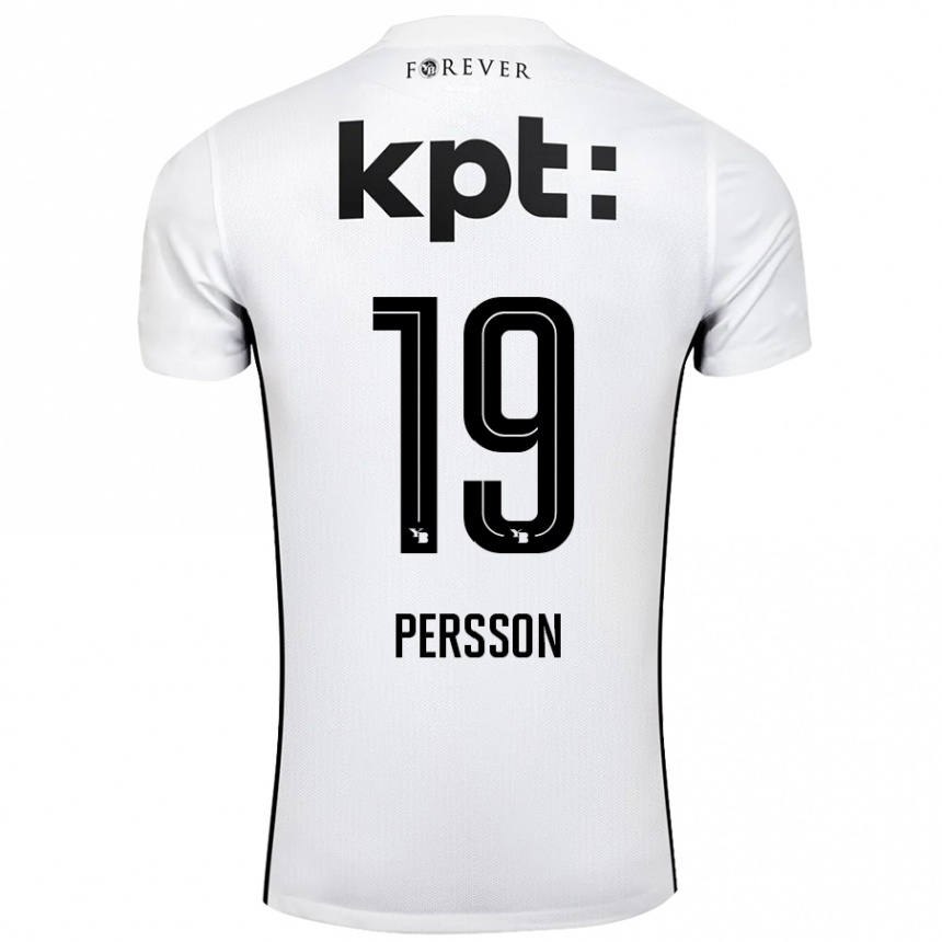 Kinder Fußball Noah Persson #19 Weiß Schwarz Auswärtstrikot Trikot 2024/25 T-Shirt Luxemburg