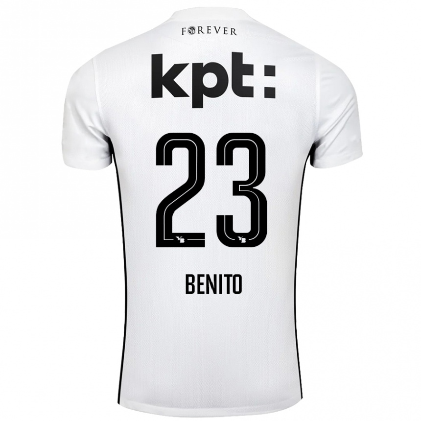 Kinder Fußball Loris Benito #23 Weiß Schwarz Auswärtstrikot Trikot 2024/25 T-Shirt Luxemburg