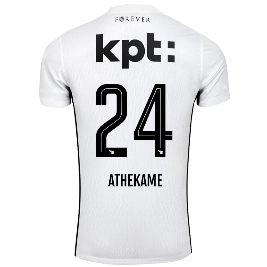 Kinder Fußball Zachary Athekame #24 Weiß Schwarz Auswärtstrikot Trikot 2024/25 T-Shirt Luxemburg