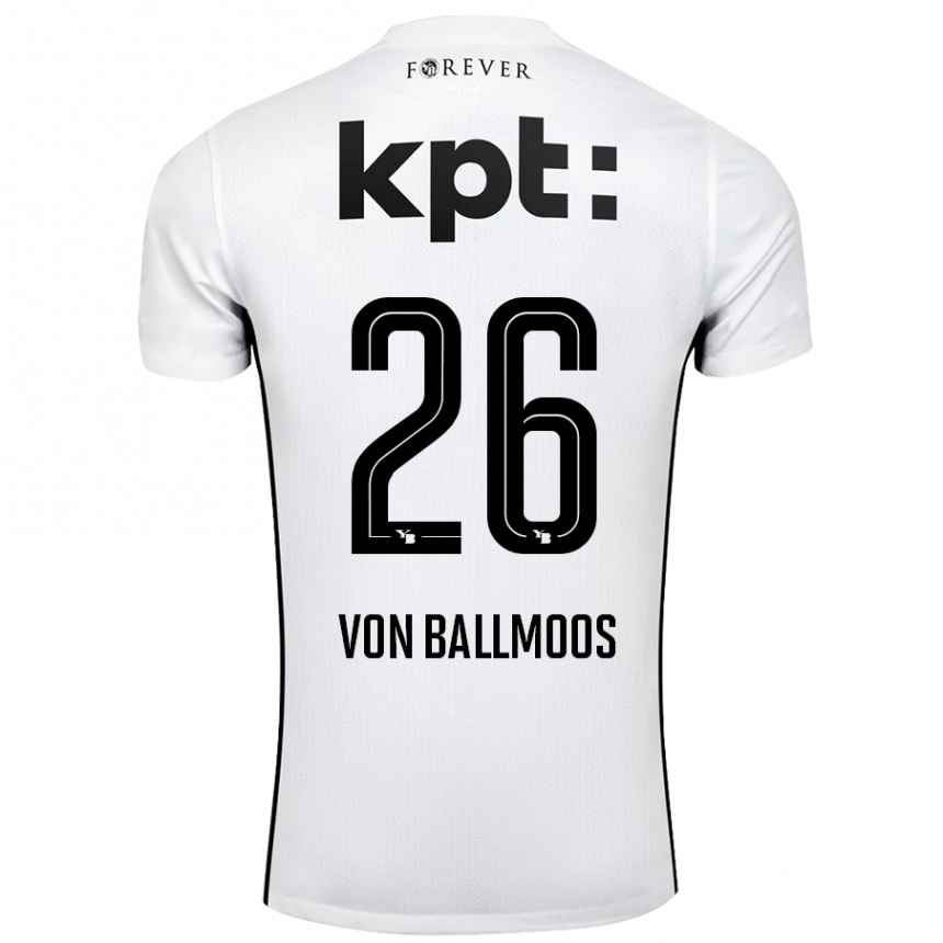 Kinder Fußball David Von Ballmoos #26 Weiß Schwarz Auswärtstrikot Trikot 2024/25 T-Shirt Luxemburg