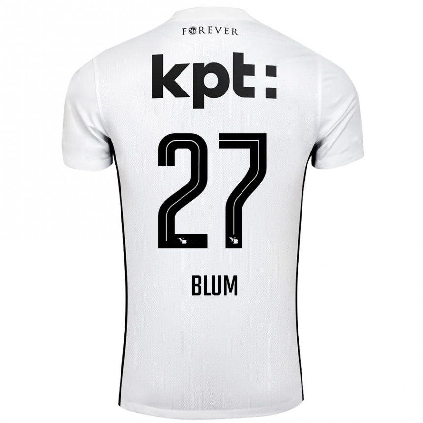 Kinder Fußball Lewin Blum #27 Weiß Schwarz Auswärtstrikot Trikot 2024/25 T-Shirt Luxemburg