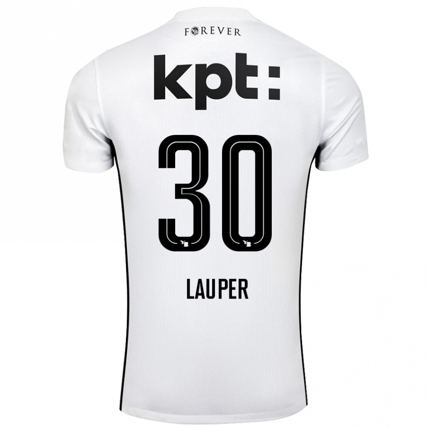 Kinder Fußball Sandro Lauper #30 Weiß Schwarz Auswärtstrikot Trikot 2024/25 T-Shirt Luxemburg