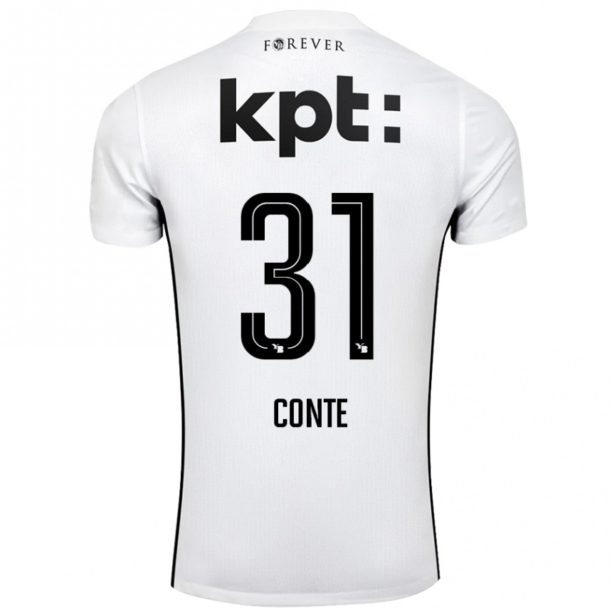 Kinder Fußball Facinet Conte #31 Weiß Schwarz Auswärtstrikot Trikot 2024/25 T-Shirt Luxemburg