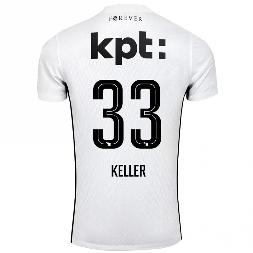 Kinder Fußball Marvin Keller #33 Weiß Schwarz Auswärtstrikot Trikot 2024/25 T-Shirt Luxemburg