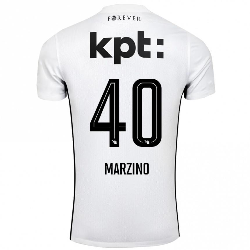 Kinder Fußball Dario Marzino #40 Weiß Schwarz Auswärtstrikot Trikot 2024/25 T-Shirt Luxemburg