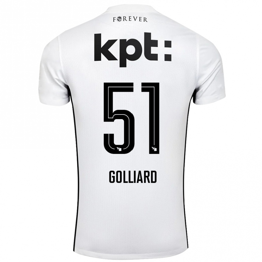 Kinder Fußball Théo Golliard #51 Weiß Schwarz Auswärtstrikot Trikot 2024/25 T-Shirt Luxemburg