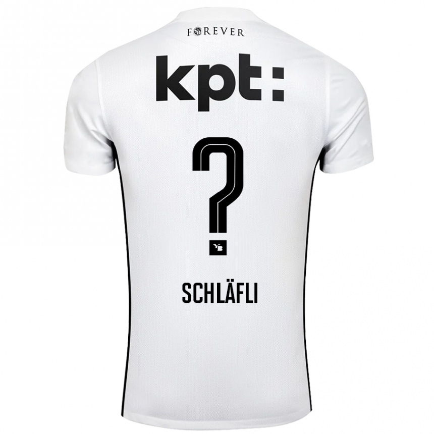 Kinder Fußball Enea Schläfli #0 Weiß Schwarz Auswärtstrikot Trikot 2024/25 T-Shirt Luxemburg