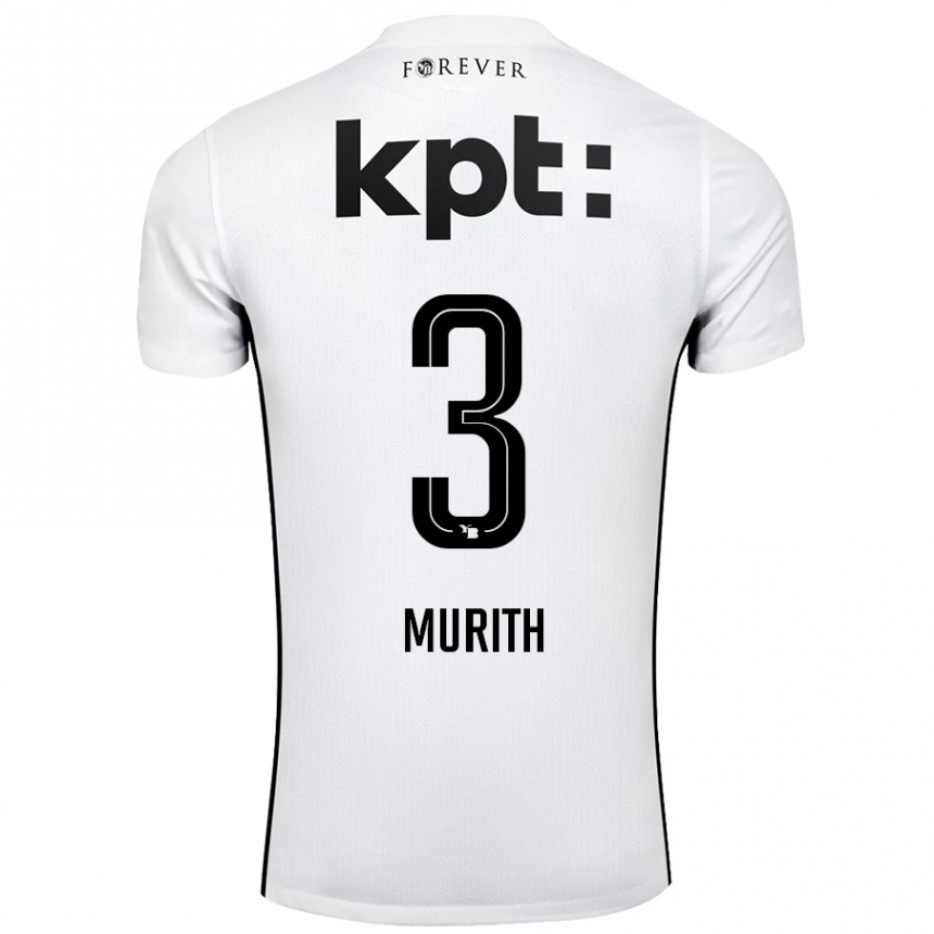 Kinder Fußball Tom Murith #3 Weiß Schwarz Auswärtstrikot Trikot 2024/25 T-Shirt Luxemburg