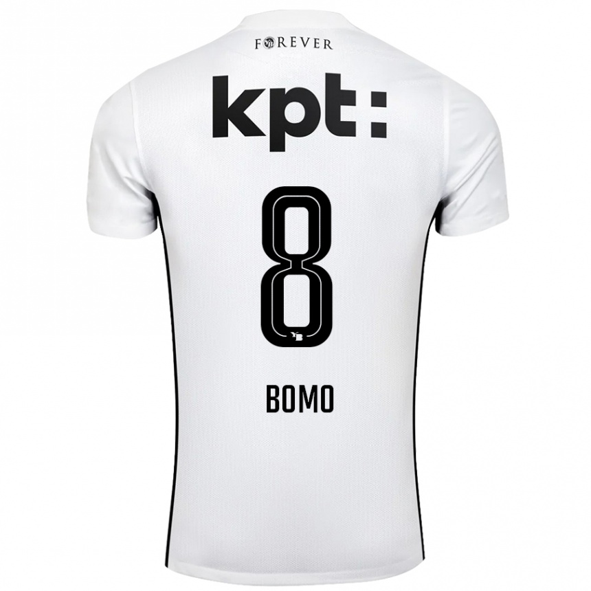 Kinder Fußball Jacques Bomo #8 Weiß Schwarz Auswärtstrikot Trikot 2024/25 T-Shirt Luxemburg