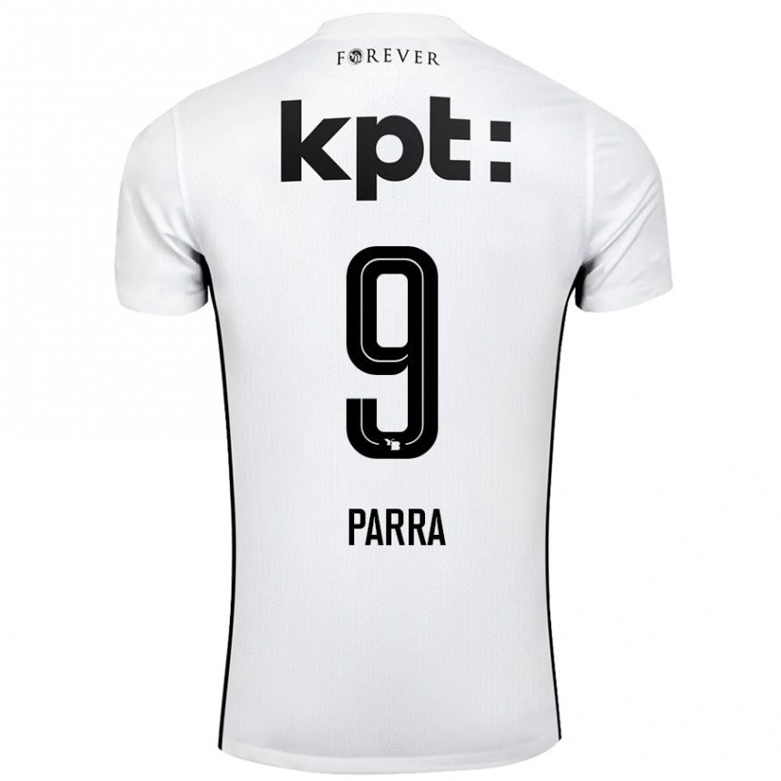 Kinder Fußball Hugo Parra #9 Weiß Schwarz Auswärtstrikot Trikot 2024/25 T-Shirt Luxemburg