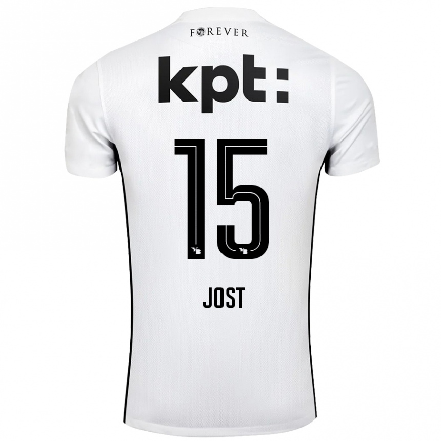 Kinder Fußball Tristan Jost #15 Weiß Schwarz Auswärtstrikot Trikot 2024/25 T-Shirt Luxemburg