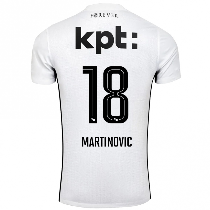 Kinder Fußball Denis Martinovic #18 Weiß Schwarz Auswärtstrikot Trikot 2024/25 T-Shirt Luxemburg