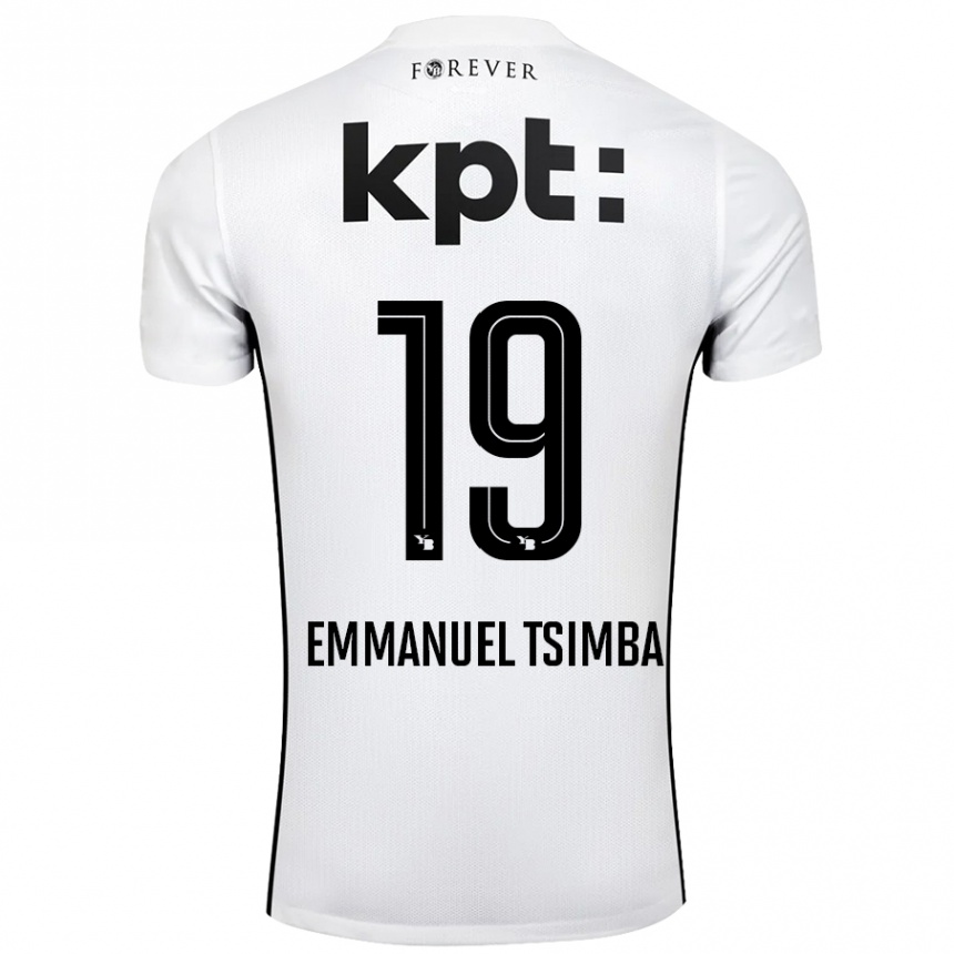 Kinder Fußball Felix Emmanuel Tsimba #19 Weiß Schwarz Auswärtstrikot Trikot 2024/25 T-Shirt Luxemburg