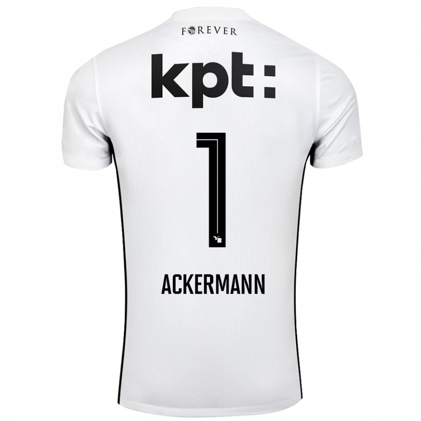 Kinder Fußball Jara Ackermann #1 Weiß Schwarz Auswärtstrikot Trikot 2024/25 T-Shirt Luxemburg