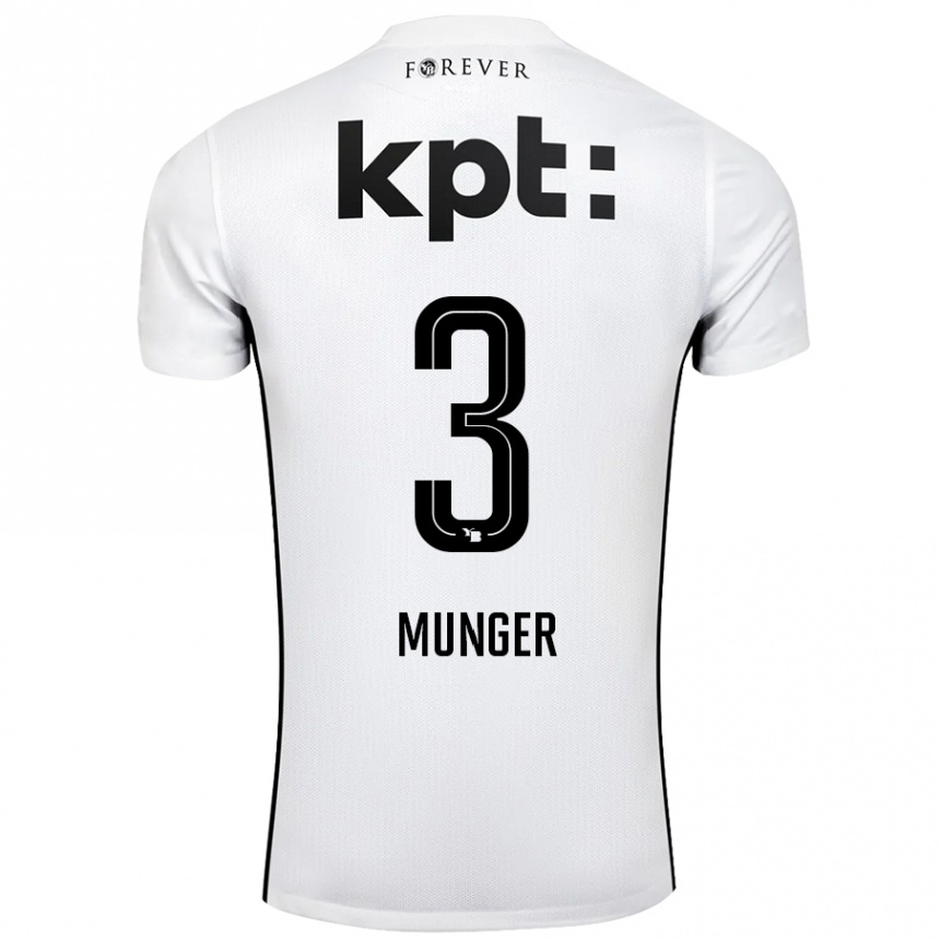 Kinder Fußball Noa Münger #3 Weiß Schwarz Auswärtstrikot Trikot 2024/25 T-Shirt Luxemburg