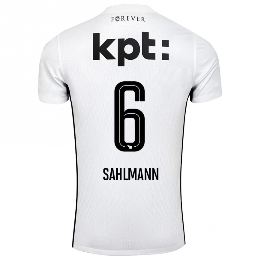 Kinder Fußball Henrike Sahlmann #6 Weiß Schwarz Auswärtstrikot Trikot 2024/25 T-Shirt Luxemburg