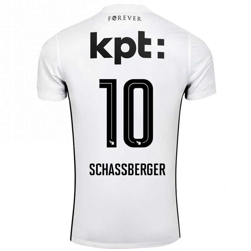 Kinder Fußball Julia Schassberger #10 Weiß Schwarz Auswärtstrikot Trikot 2024/25 T-Shirt Luxemburg