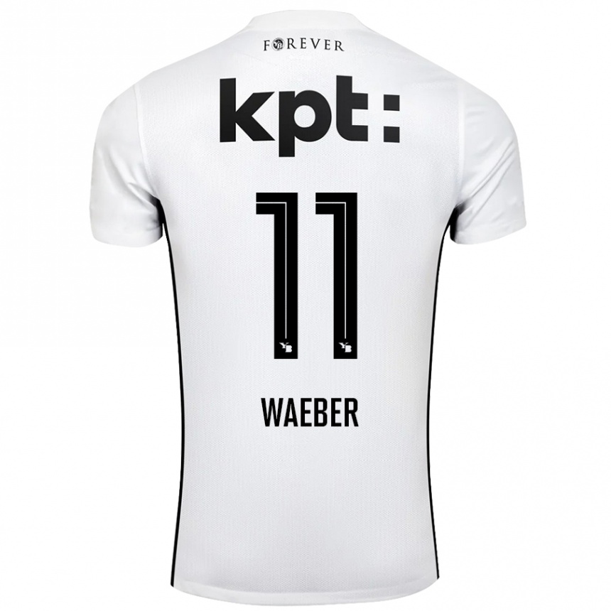 Kinder Fußball Stéphanie Waeber #11 Weiß Schwarz Auswärtstrikot Trikot 2024/25 T-Shirt Luxemburg