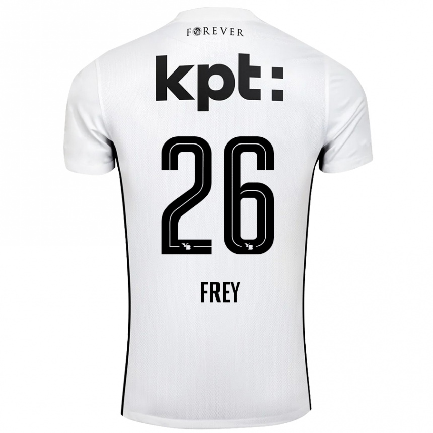 Kinder Fußball Laura Frey #26 Weiß Schwarz Auswärtstrikot Trikot 2024/25 T-Shirt Luxemburg