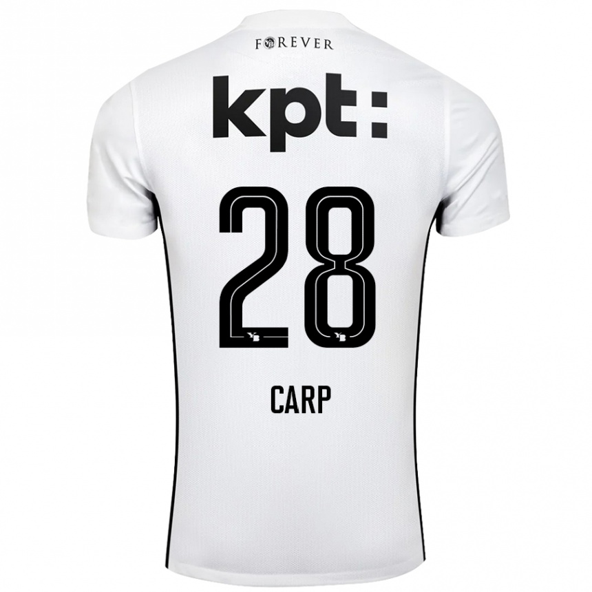 Kinder Fußball Cristina Carp #28 Weiß Schwarz Auswärtstrikot Trikot 2024/25 T-Shirt Luxemburg