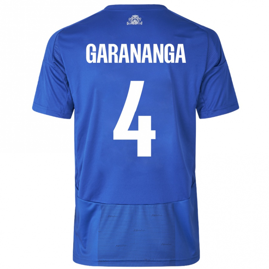 Kinder Fußball Munashe Garananga #4 Weiß Blau Auswärtstrikot Trikot 2024/25 T-Shirt Luxemburg