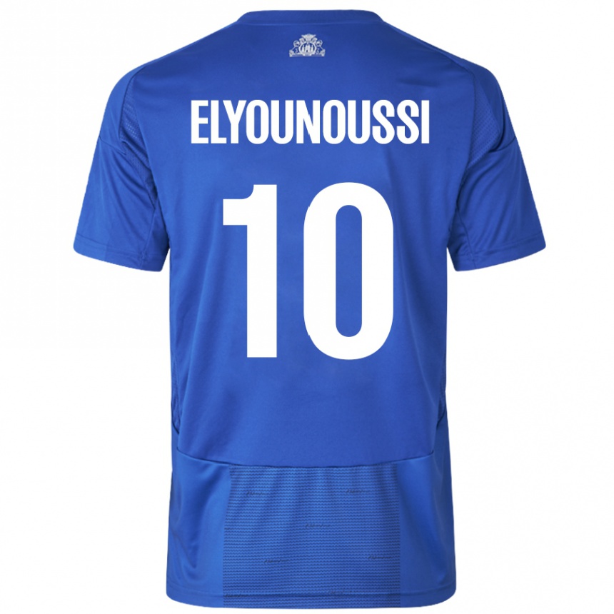 Kinder Fußball Mohamed Elyounoussi #10 Weiß Blau Auswärtstrikot Trikot 2024/25 T-Shirt Luxemburg