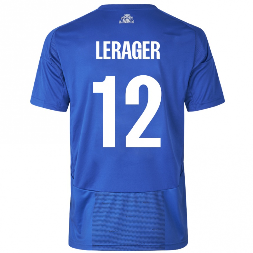 Kinder Fußball Lukas Lerager #12 Weiß Blau Auswärtstrikot Trikot 2024/25 T-Shirt Luxemburg