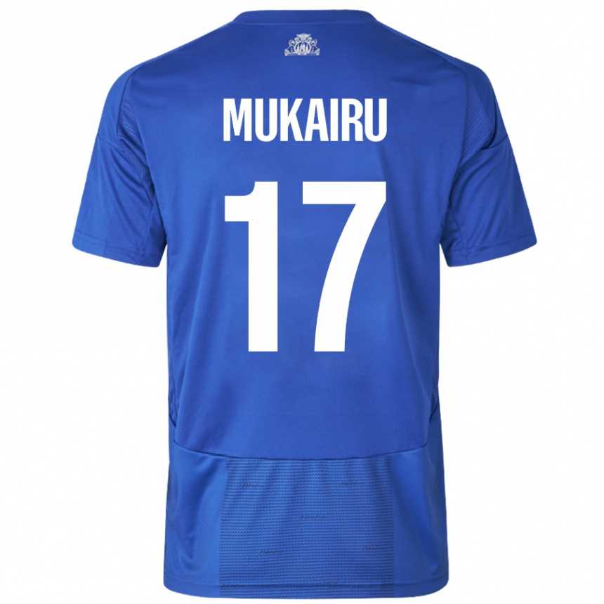 Kinder Fußball Paul Mukairu #17 Weiß Blau Auswärtstrikot Trikot 2024/25 T-Shirt Luxemburg