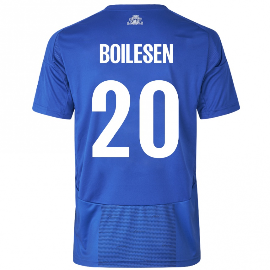 Kinder Fußball Nicolai Boilesen #20 Weiß Blau Auswärtstrikot Trikot 2024/25 T-Shirt Luxemburg