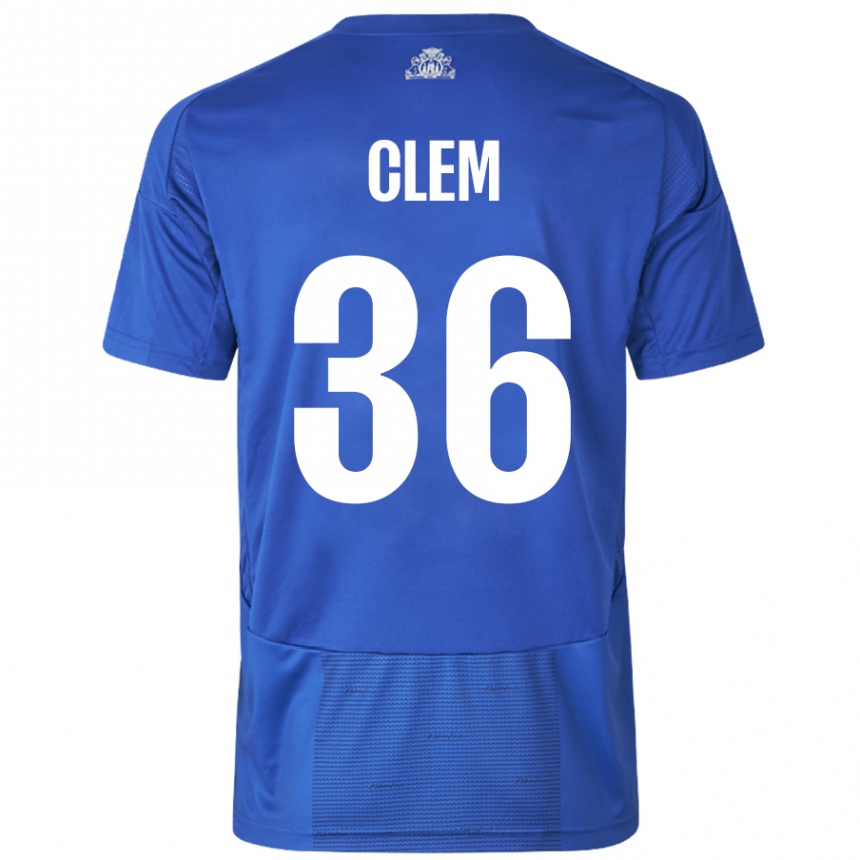 Kinder Fußball William Clem #36 Weiß Blau Auswärtstrikot Trikot 2024/25 T-Shirt Luxemburg