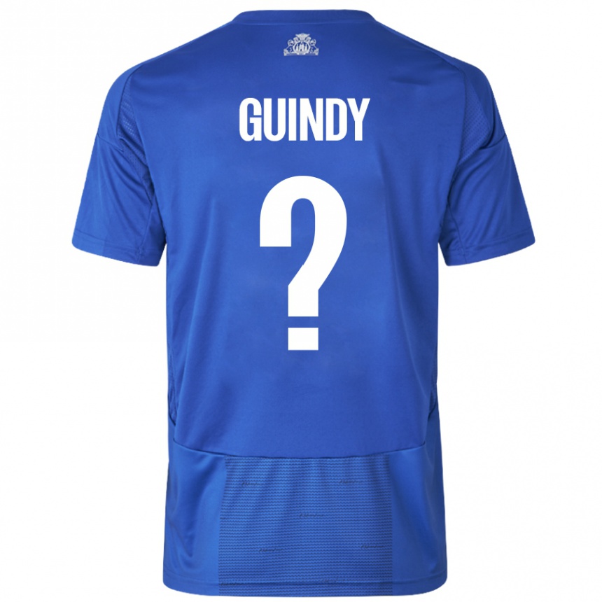 Kinder Fußball Eliot Guindy #0 Weiß Blau Auswärtstrikot Trikot 2024/25 T-Shirt Luxemburg