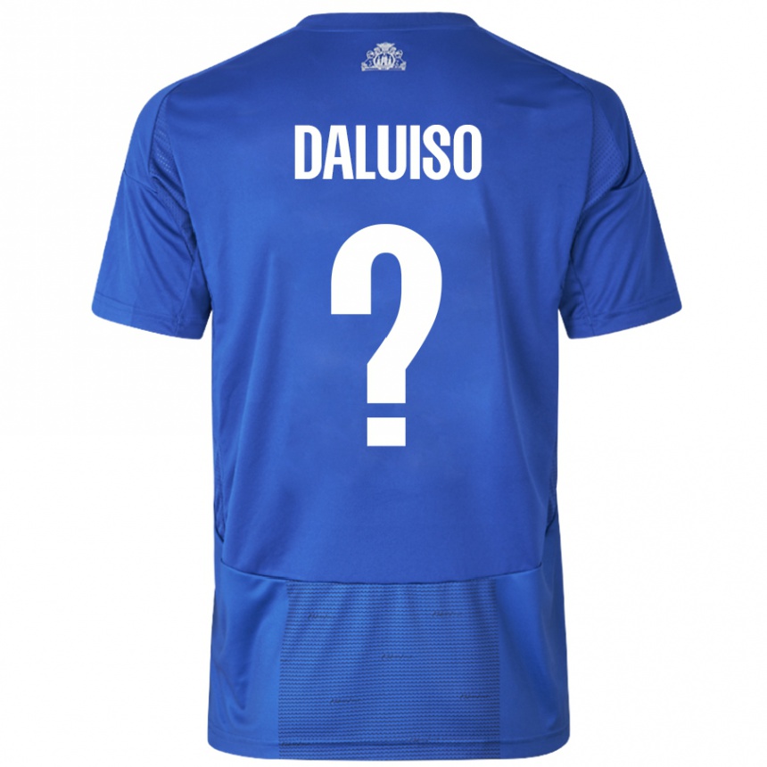 Kinder Fußball Christoffer Daluiso #0 Weiß Blau Auswärtstrikot Trikot 2024/25 T-Shirt Luxemburg