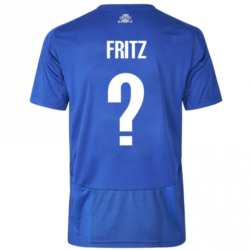 Kinder Fußball Gustav Fritz #0 Weiß Blau Auswärtstrikot Trikot 2024/25 T-Shirt Luxemburg