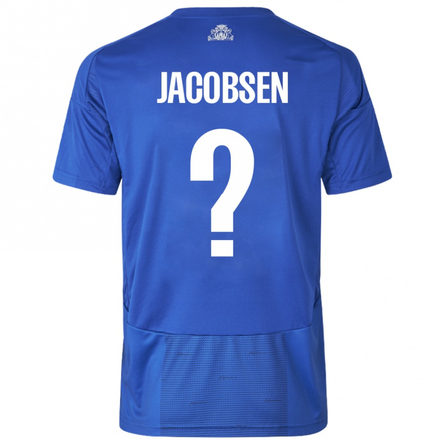 Kinder Fußball Holger Jacobsen #0 Weiß Blau Auswärtstrikot Trikot 2024/25 T-Shirt Luxemburg